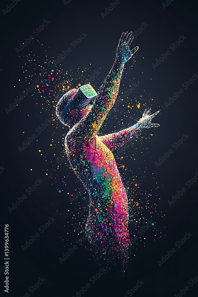 Naklejka premium VR experience, digital art, person