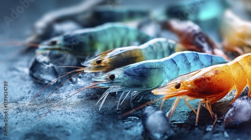 A display of translucent shrimp their bod-1 - swimming transparent translucent
