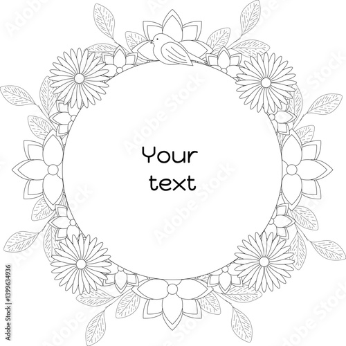 floral linart wreath isolated abstract