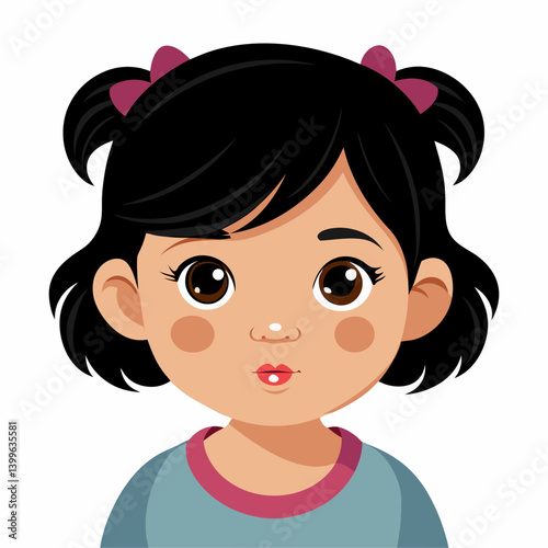 portrait, toddler, girl, black hair, cute, smiling, child, kid, baby, white background, happy, adorable, sweet, little girl, bow, hair bow, hairstyle, close-up, childhood, face, expression, cheerful, 