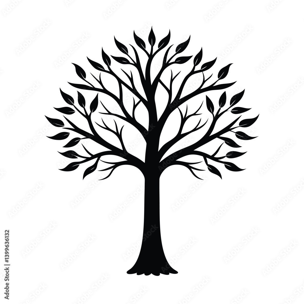 Obraz premium Minimalist Tree Clean Silhouette Vector