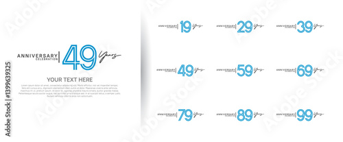 logo anniversary set. blue and black color on white background for special event