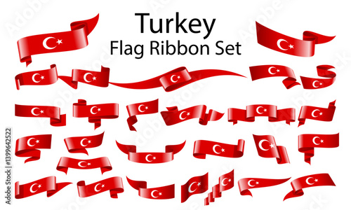 Turkey ribbon flag set
