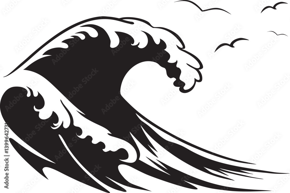 Obraz premium Vector sea waves,Ocean waves, wave water storm, illustration