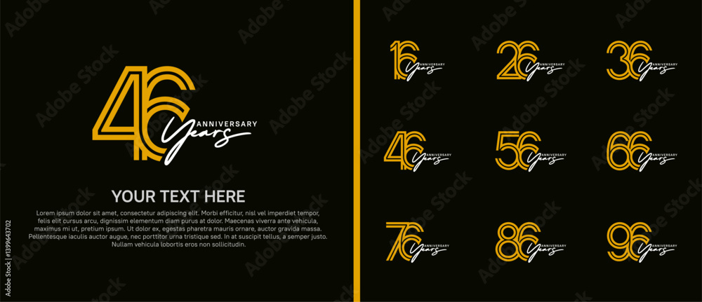 custom made wallpaper toronto digitallogo anniversary set. yellow color with white handwriting on black background for special event