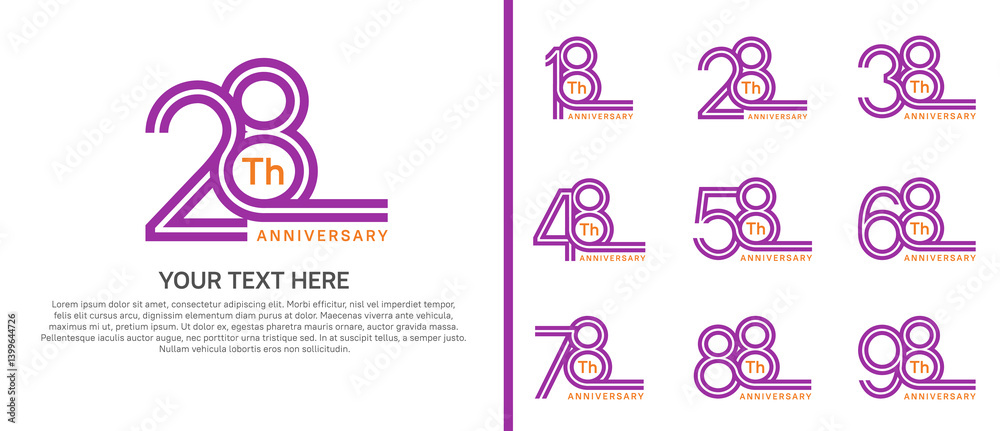 logo anniversary set. purple color double line on white background for special event logo anniversary set. purple color double line on white background for special event