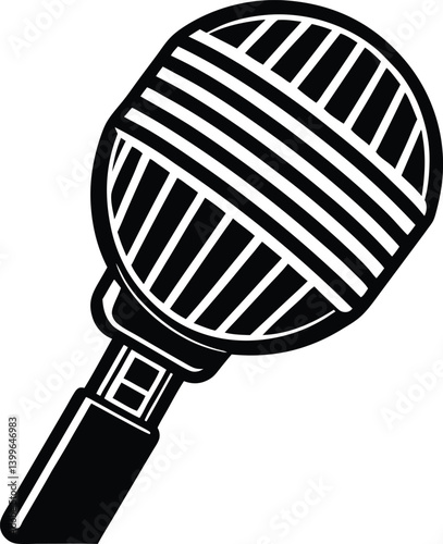Microphone Silhouette Vector | Retro Music Mic Design for Audio and Performance Projects