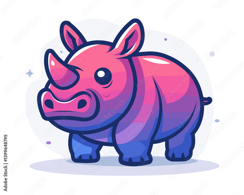 Cute cartoon rhinoceros on white background. Vector illustration Cute cartoon rhinoceros on white background. Vector illustration