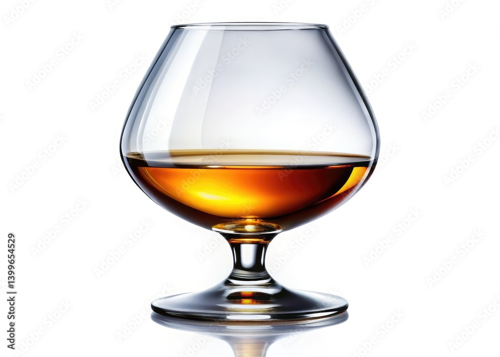 A pristine white background showcases a panoramic close-up of an empty cognac glass, hinting at recent indulgence. A pristine white background showcases a panoramic close-up of an empty cognac glass, hinting at recent indulgence.