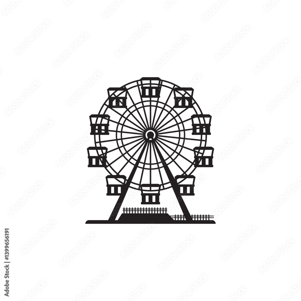 Fototapeta premium Amusement park ferris big wheel icon vector graphics