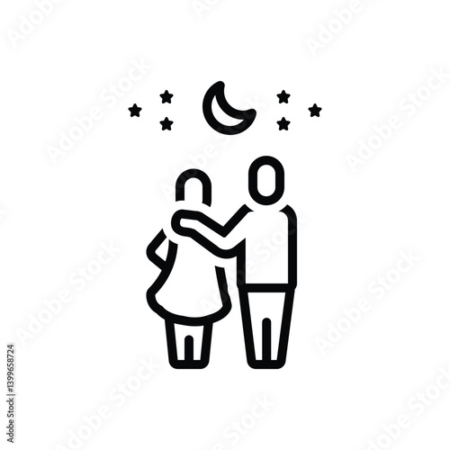 Black line icon for valentines day couple