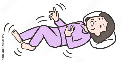 入眠時ミオクローヌスを起こしている中年女性、痙攣