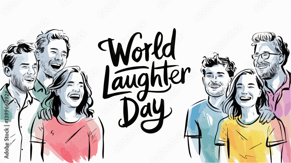 Illustration of Diverse Group Celebrating World Laughter Day with Smiles and Joy Illustration of Diverse Group Celebrating World Laughter Day with Smiles and Joy