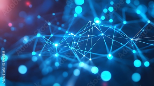 Futuristic Digital Interface with Glowing Elements – Abstract High-Tech Cyber Network and Blurry Data Processing Background