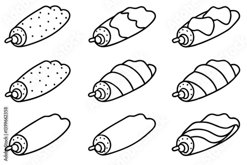 cannoli line art vintage style bakery food design