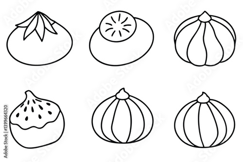 caprese line art tomato basil mozzarella food concept