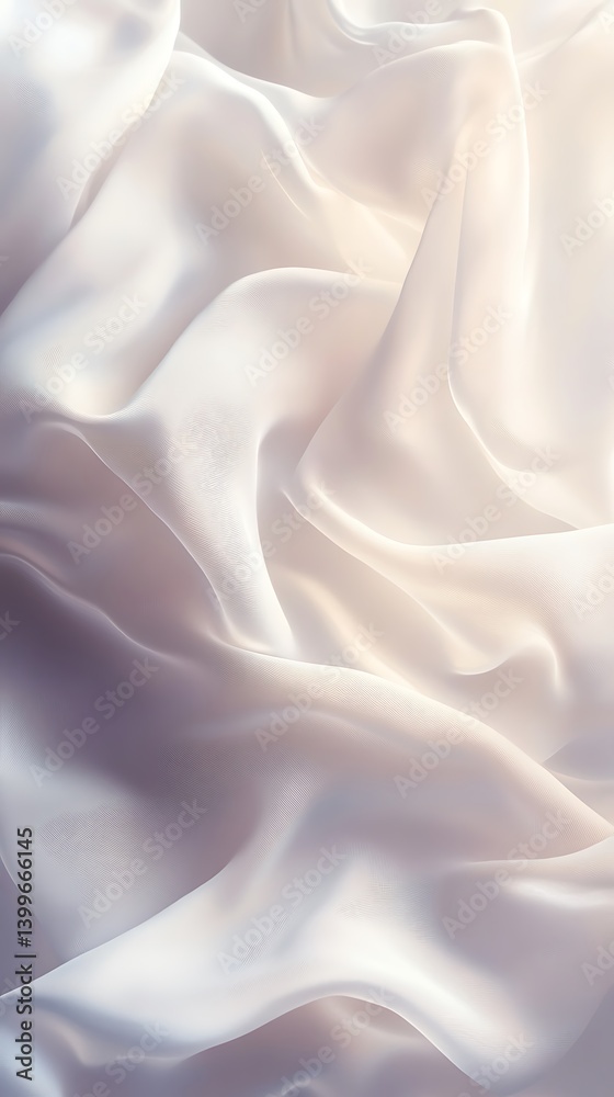 Obraz premium Elegant Soft Flowing White Satin Fabric with Gentle Waves and Subtle Sheen Mobile Wallpaper