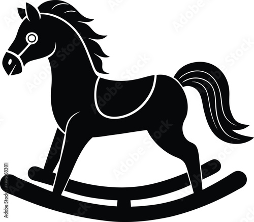 Wooden Horse Toy Silhouette Vector | Classic Rocking Horse Design for Kids and Nursery Projects