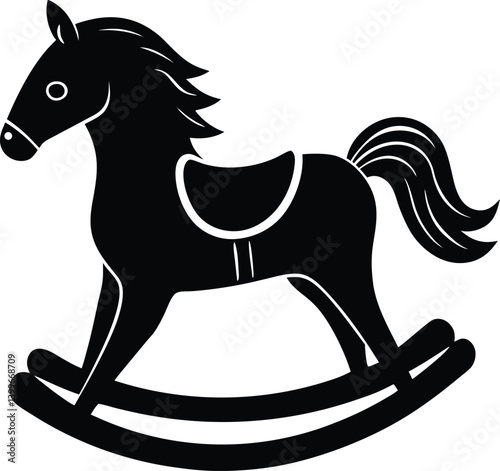 Wooden Horse Toy Silhouette Vector | Classic Rocking Horse Design for Kids and Nursery Projects