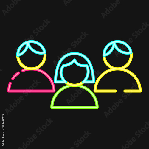 Icon voters. Indonesian general election elements. Icons in neon style. Good for prints, posters, infographics, etc.