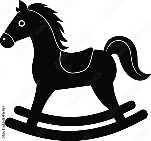 Wooden Horse Toy Silhouette Vector | Classic Rocking Horse Design for Kids and Nursery Projects