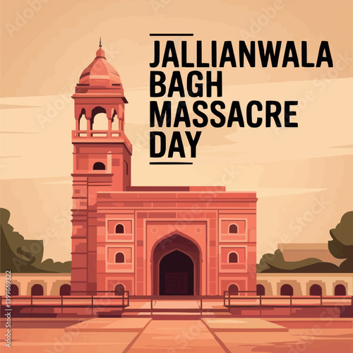 Jallianwala Bagh Massacre Memorial Day Vector Illustration Tribute to Indian Freedom Struggle