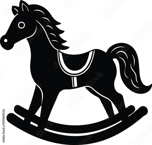 Wooden Horse Toy Silhouette Vector | Classic Rocking Horse Design for Kids and Nursery Projects