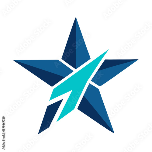 Abstract Star with Plane Logo Representing Travel, Aviation, and Exploration