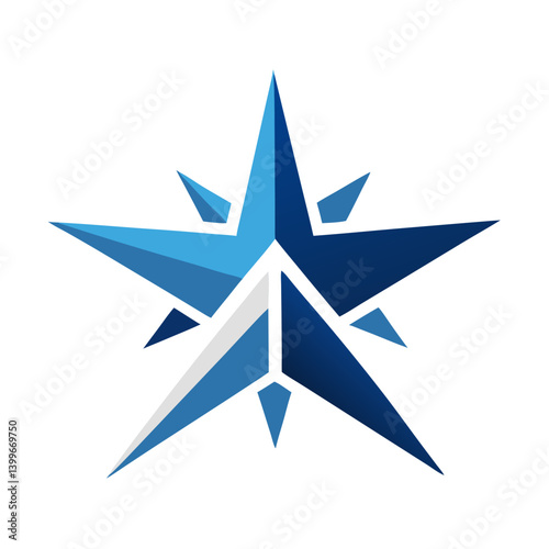 Abstract Star with Plane Logo Representing Travel, Aviation, and Exploration