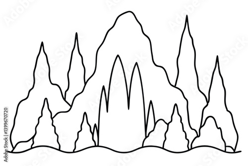 Cave formation sta abstract cave art line sketch