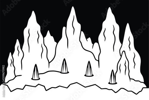 Cave formation sta intricate line art design styles