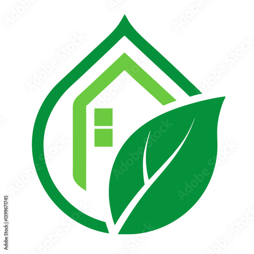 Leaf Home Logo Representing Sustainability, Eco-Friendly Living, and Green Homes