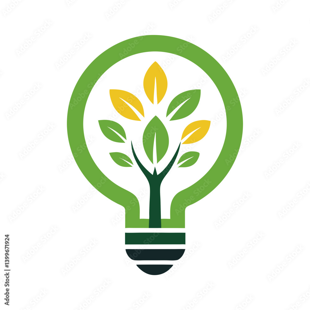 Light Bulb and Leaf Tree Abstract Logo Representing Innovation, Sustainability, and Environmental Care Light Bulb and Leaf Tree Abstract Logo Representing Innovation, Sustainability, and Environmental Care