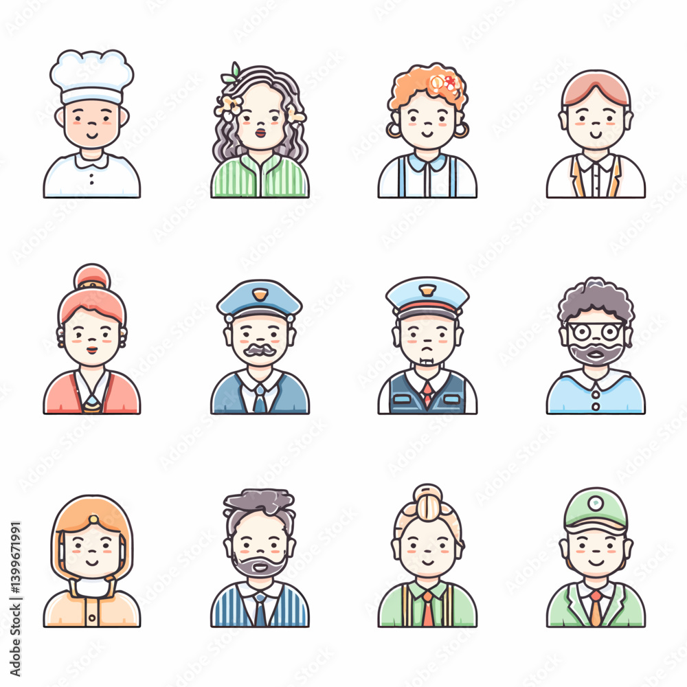 Vector Illustration of Various Professions Avatars Vector Illustration of Various Professions Avatars