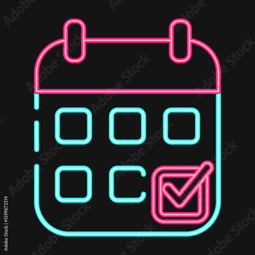 Icon election calendar. Indonesian general election elements. Icons in neon style. Good for prints, posters, infographics, etc.