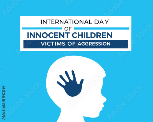 International Day Innocent Children Victims Aggression Silhouette with Handprint