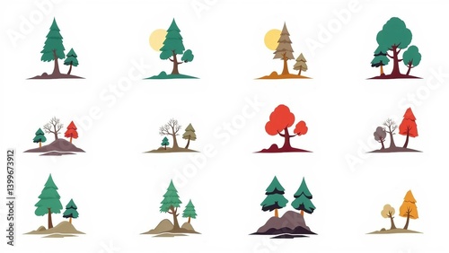 set of vector christmas trees