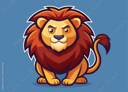 Angry cartoon lion. Vector clip art illustration