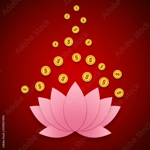 Auspicious Lotus Flower wit...
