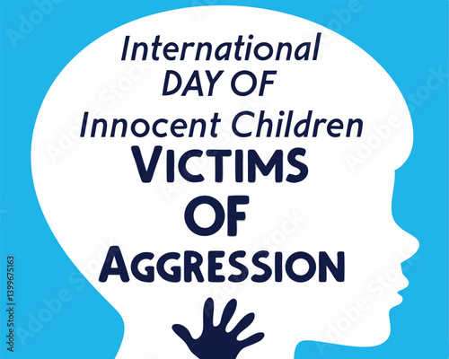 International Day Innocent Children Victims Aggression Silhouette with Handprint