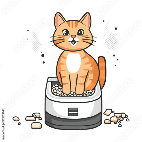 cat, animal, vector, transparent background, Cat litter box