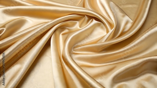 Luxurious golden satin fabric with smooth glossy folds and elegant draping, reflecting soft light for a silky aesthetic