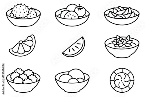 ceviche line art vibrant fresh seafood plate drawing
