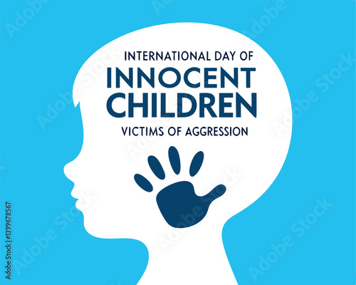 International Day Innocent Children Victims Aggression Silhouette with Handprint
