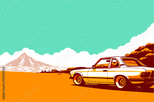 Classic Car Road Trip, Mountain Landscape
