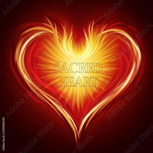 Glowing Sacred Heart Surrou...