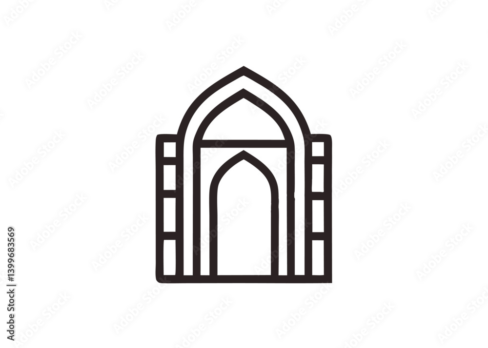 Fototapeta premium mihrab niche arch door minimalist logo, Icon, element vector illustration