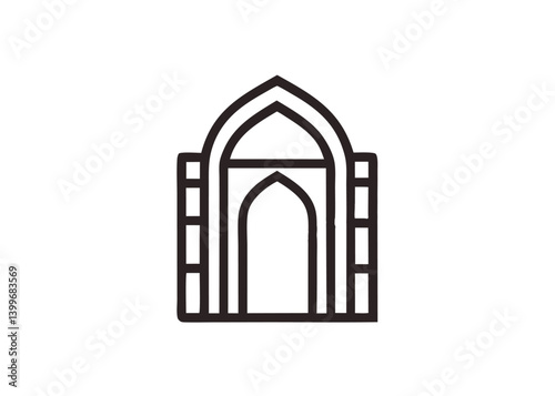 mihrab niche arch door minimalist logo, Icon, element vector illustration