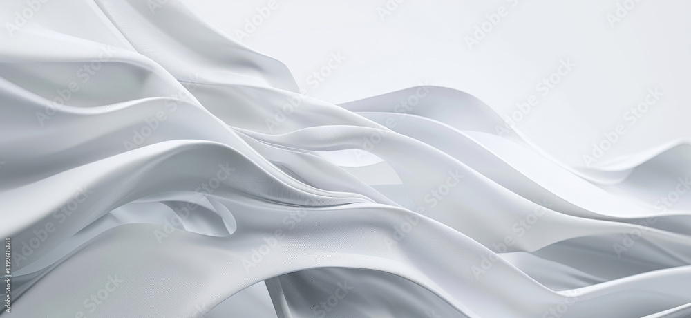 Abstract, silk and wave with white, background and art with 3d render for wallpaper or banner. Creative, artistic and design with cloth, ripple or linen for luxurious textile and dynamic graphic Abstract, silk and wave with white, background and art with 3d render for wallpaper or banner. Creative, artistic and design with cloth, ripple or linen for luxurious textile and dynamic graphic