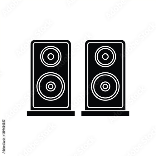 Twin Audio Speaker  - Furniture and Interiors Flat Icon Silhouette